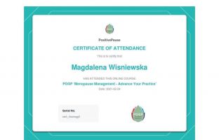 Certificate of Attendance for POGP Menopause Management Advance Your Practice