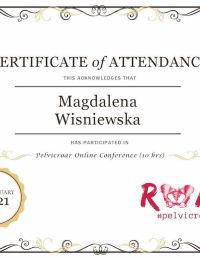 Certificate of Attendance Pelvicroar Conference